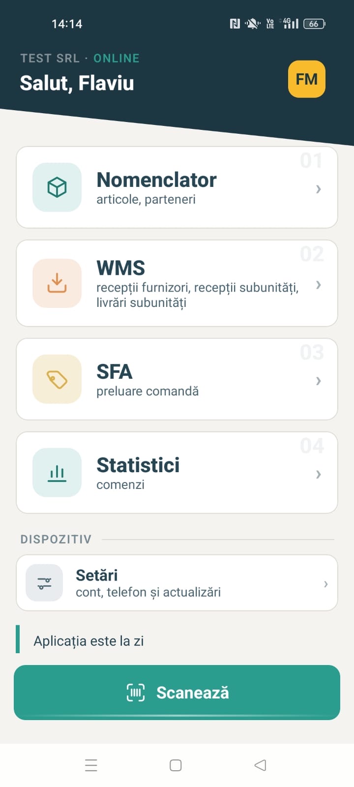 EMS WMS – Meniul principal